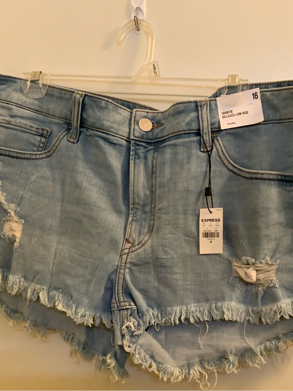 Express Plus Size Women's Light Wash Distressed Denim Cutoff Shorts